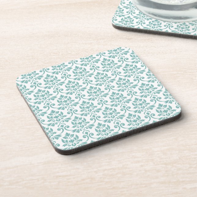 Porta-copo Feuille Damask Teal Pattern (Left Side)
