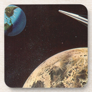 Porta-copo Ficção Científica Vintage, Nave Espacial Sobre a L