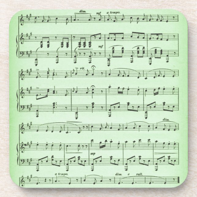 Porta-copo Ficha de Música Verde (Frente)