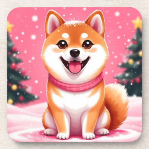 Porta-copo Filhote Feliz de Shiba Inu Perto das Árvores de Na