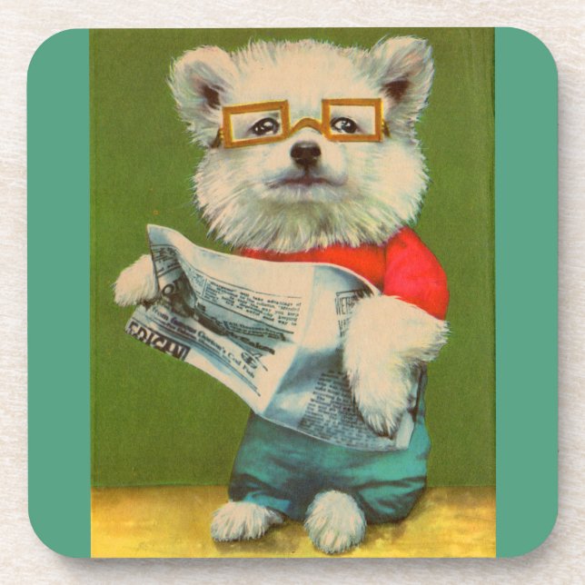 Porta-copo filhote lendo impressão do jornal (Frente)