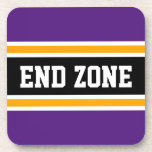 Porta-copo Fim da ZONA Negrito Púrpura Amarelo-Amarelo Espant<br><div class="desc">Este design de futebol,  esportivo,  apresenta texto dentro de  de texto da ZONA END atlética,  uma faixa preta destacada com pinstripes brancas e amarelas contra faixas externas royal rople. O texto e as cores neste design podem ser personalizados.</div>