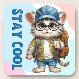 Porta-copo Fique Legal Gato Vestindo Óculos Boné De Volta À E