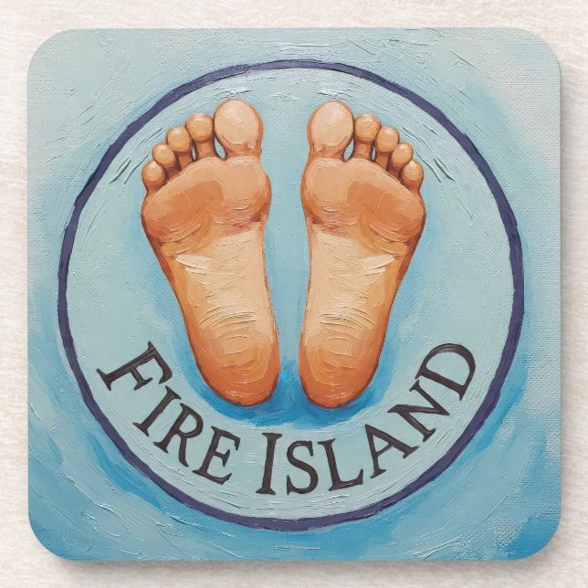 Porta-copo Fire Island descalço e livre! Presente engraçado p (Frente)