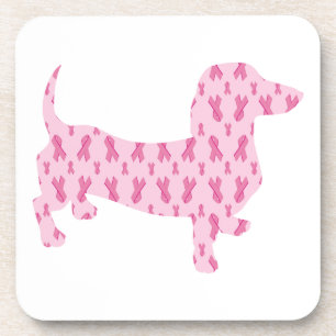 Porta-copo Fita Rosa Dachshund para Cancer