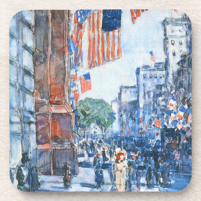 Porta-copo Flagres Quinta Avenida por Childe Hassam, Arte Vin (Frente)