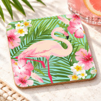 Flamingo Rosa Tropical Floral Folhas de Palmeira