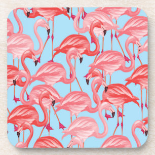 Porta-copo Flamingos cor-de-rosa brilhantes no azul