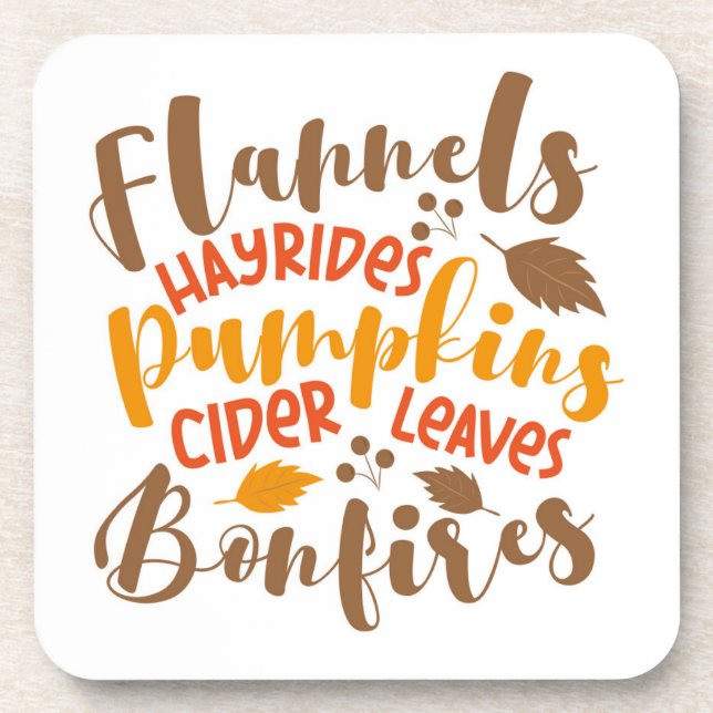 Porta-copo Flannels Hay Rides Pumpkins Cider Deixa Bonfire (Frente)