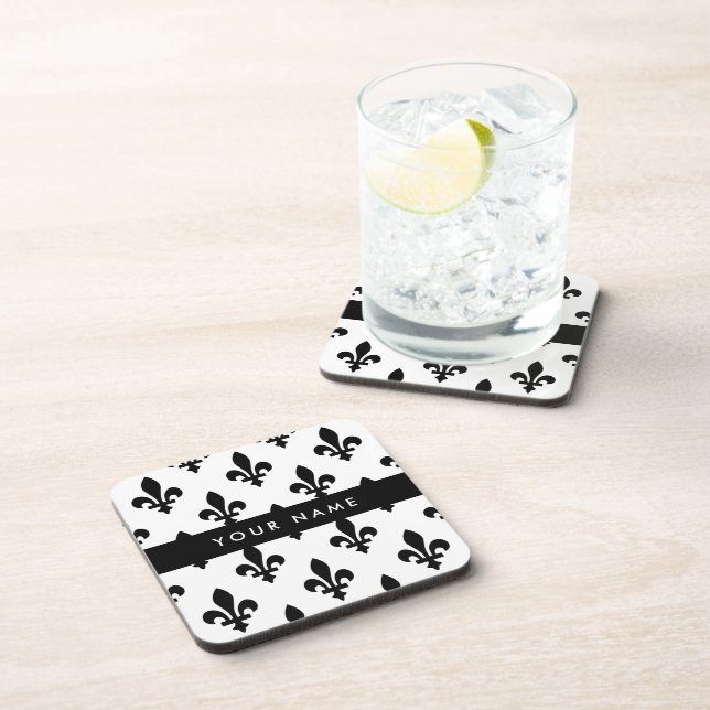 Porta-copo Fleur de Lis, Black on White, Black, Your Name (Lado Direito)