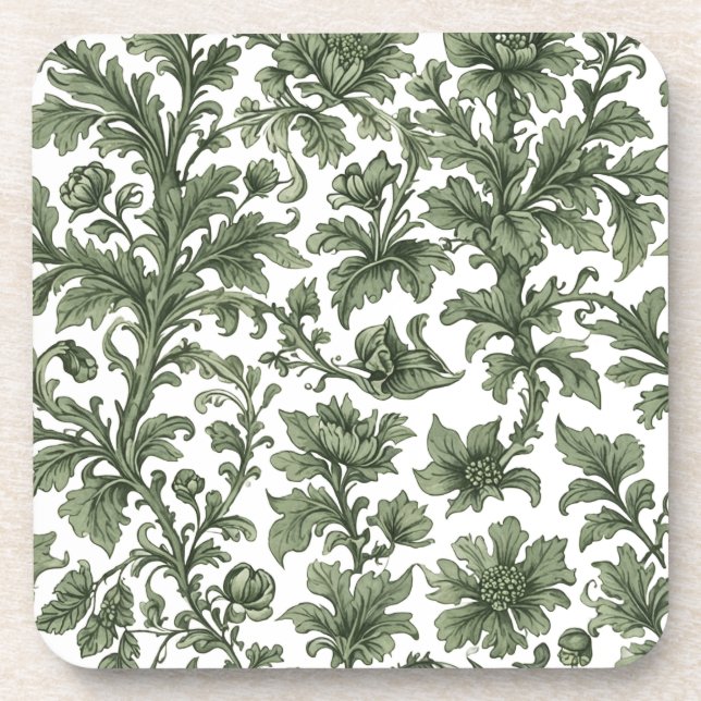 Porta-copo fleurs et feuilles vertes (Frente)