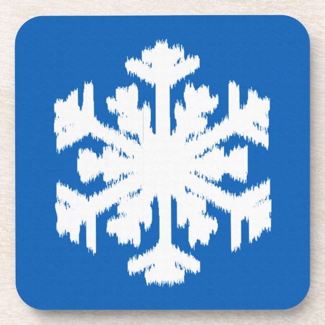 Porta-copo Floco de Neve Ikat - Azul cobalto e branco (Frente)