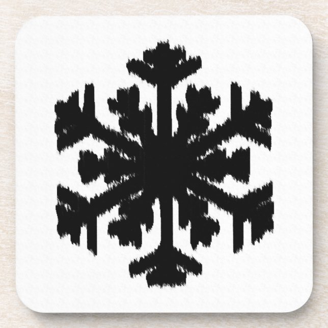 Porta-copo Floco de Neve Ikat - Branco e preto (Frente)