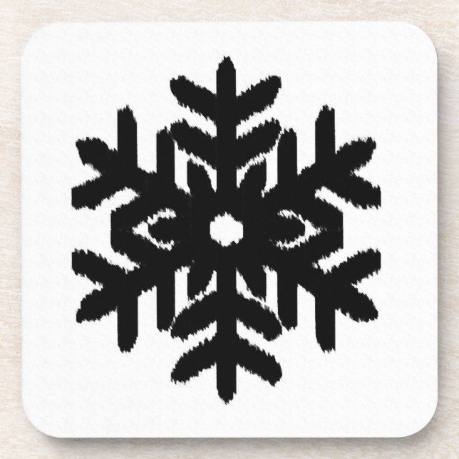 Porta-copo Floco de Neve Ikat - Branco e preto (Frente)