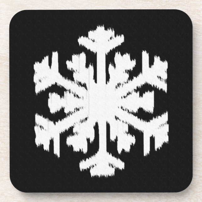 Porta-copo Floco de Neve Ikat - Preto e branco (Frente)