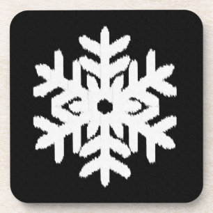 Porta-copo Floco de neve Ikat - Preto e branco