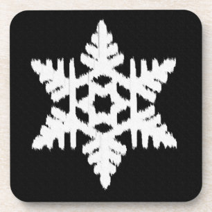 Porta-copo Floco de Neve Ikat - Preto e branco