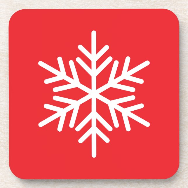 Porta-copo Floco Nórdico Branco-na moda, Branco, Em Vermelho  (Frente)