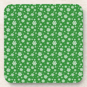 Porta-copo Flocos Brancos de Neve no padrão verde de Inverno