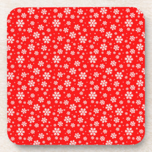 Porta-copo Flocos Brancos de Neve no Padrão Vermelho de Inver