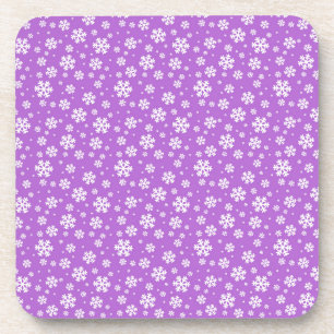 Porta-copo Flocos de Neve Brancos em Padrão de Inverno Roxo