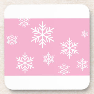 Porta-copo Flocos de Neve Brancos Festivos em Rosa Elegante F