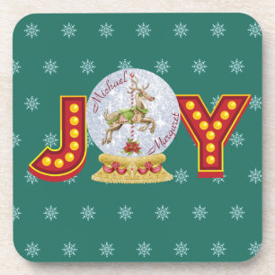 Porta-copo Flocos de neve do globo natal vintage