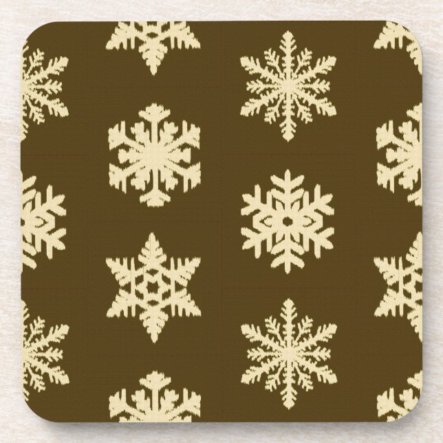 Porta-copo Flocos de neve Ikat - Castanho de bege e de chocol (Frente)