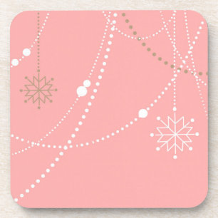 Porta-copo Flocos de neve meio século rosa elegante inverno
