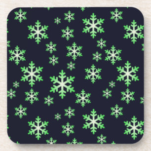 Porta-copo Flocos de Neve Verdes e Brancos c/ Fundo Azul