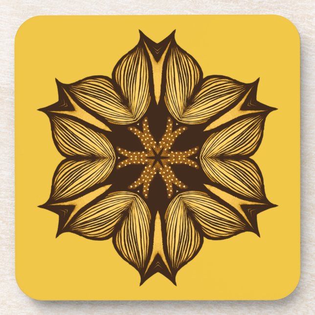 Porta-copo Flor Amarelo abstrato (Frente)