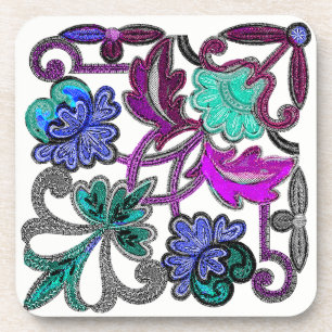 PORTA-COPO FLOR BRANCA ROXA AZUL DO LAÇO DA CERCETA