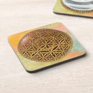 Porta-copo Flor da Vida / Blume des Lebens - bola de ouro