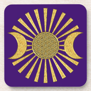 Porta-copo Flor da vida com lua