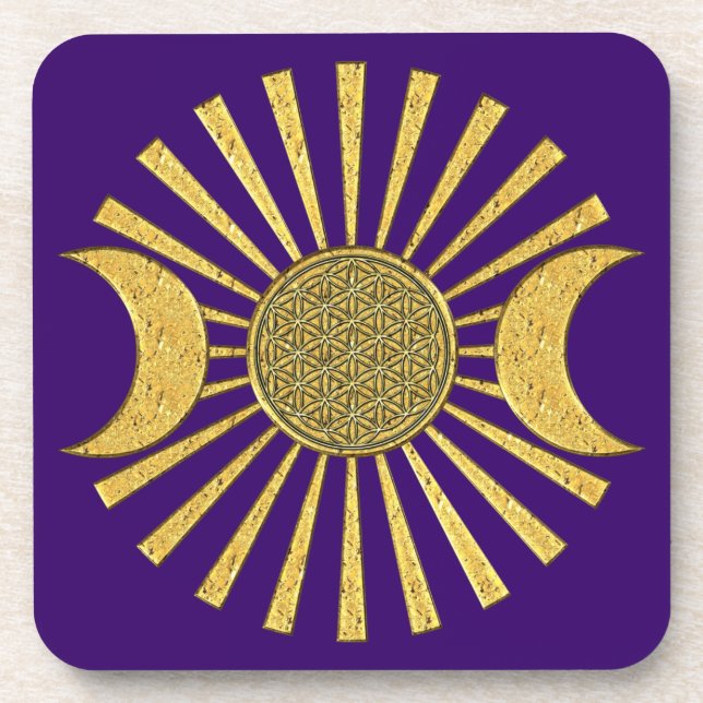Porta-copo Flor da vida com lua (Frente)