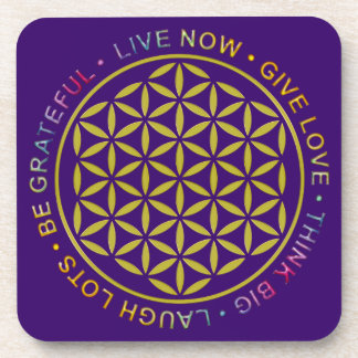 Porta-copo Flor da Vida com Regras da Vida