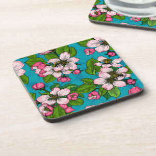 Porta-copo Flor de maçã em turquesa