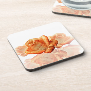 Porta-copo Flor de Rosa de Coral com Música em Folha