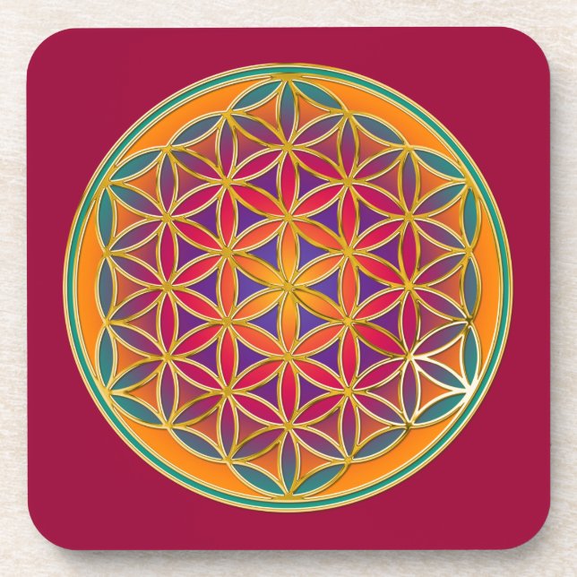 Porta-copo Flor de Vida - Estilo Botão 03 (Frente)
