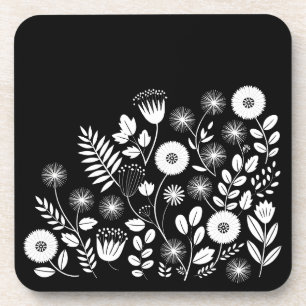 Porta-copo Flor-selvagem do Boho Negro e Branco