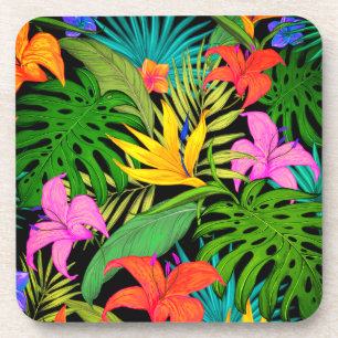 Porta-copo Flor tropical folha de monstera havaiana colorida