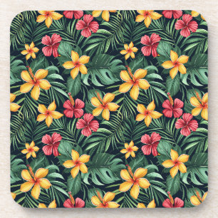Porta-copo Flor Tropical Hibiscus Padrão Sem Costura