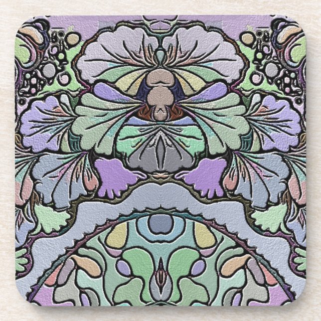Porta-copo Flor vintage mosaico pansy pansy floral elegante  (Frente)