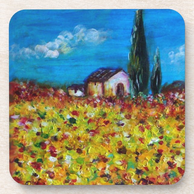 Porta-copo FLORA NA TOSCANA/ Campos de Flores, Papoulas (Frente)