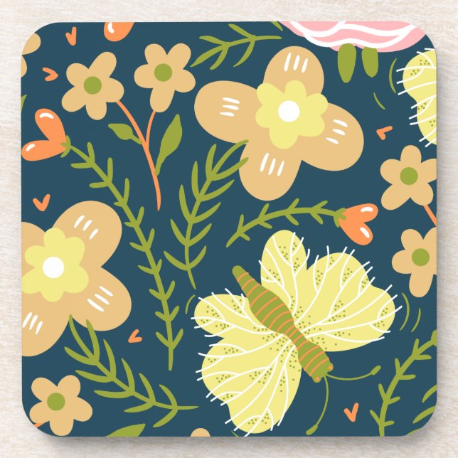 Porta-copo Floral, Borboleta E Sem Glamor Elegante (Frente)