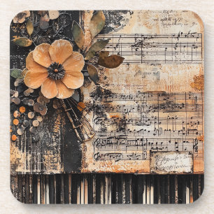 Porta-copo Floral com Chaves de Piano Russas e Música Vencida