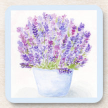 Floral de Lavanda de aquarela com pintura manual