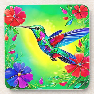 Porta-copo Floral Hummingbird Art Design