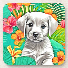 Porta-copo Floral Puppy Art