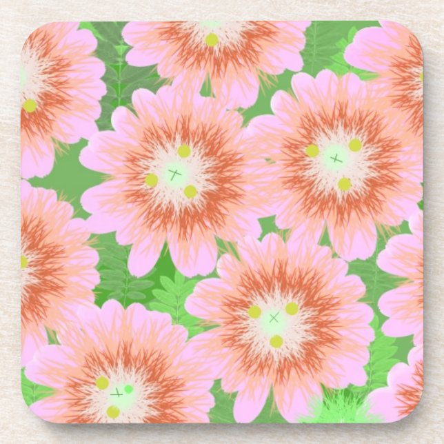 Porta-copo Floral rosa e verde (Frente)